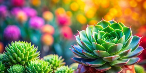 Close-up of a vibrant green succulent plant, cactus, macro closeup abstract floral background, Nature and ecology concept, succulent