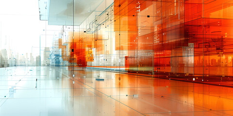 Wall Mural - Office corridor office design blurred office building interior company corridor architecture backgro
