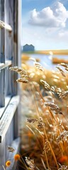 Sticker - Golden Grass and Blue Sky.