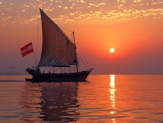 Wall Mural - Sailboat at Sunset