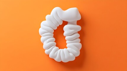 Wall Mural - Minimalist 3D White Intestine Icon on Orange Backdrop