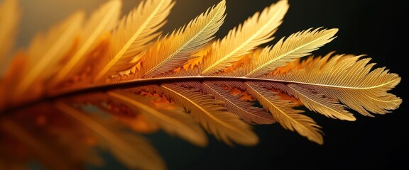 Wall Mural - Golden Fern Frond Closeup.