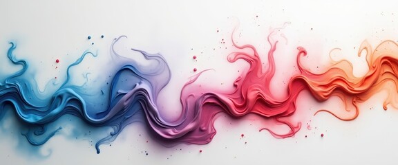 Poster - Abstract Paint Swirls in Blue, Purple, Red and Orange.