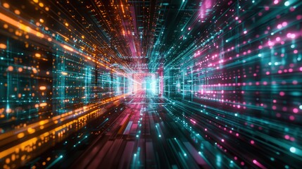 Abstract Futuristic Glowing Lines Digital Technology Background. generative AI