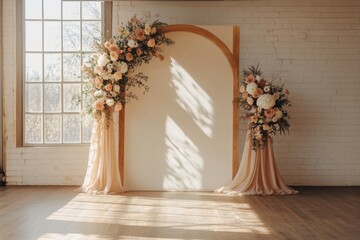 Wedding backdrop aesthetic arch floral nature dried flowers pastel color