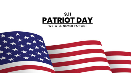 Wall Mural - Patriots Day, September 11. We will never forget. United States flag. Vector illustration