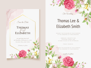 Wall Mural - Beautifull Floral Wedding Invitation Template