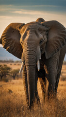 Image of a big elephant in the savanna, AI generate 4