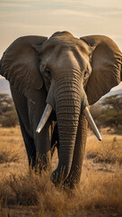 Image of a big elephant in the savanna, AI generate 7