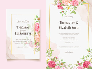 Wall Mural - Beautifull Floral Wedding Invitation Template