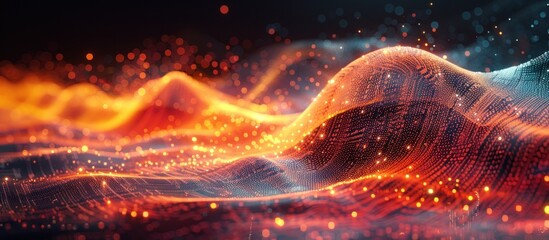 Poster - Abstract Digital Landscape with Glowing Particles