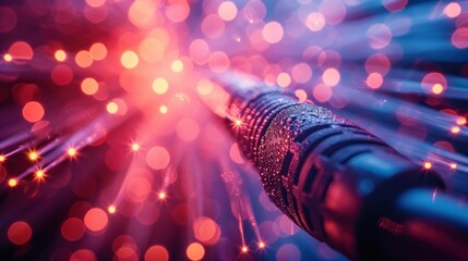 Canvas Print - Fiber Optic Cable with Bokeh Lights