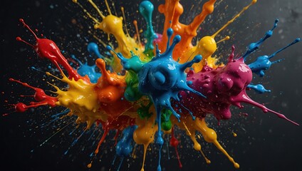 Wall Mural - Colorful paint splatters.Paint splashes set 