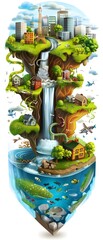 Wall Mural - Waterfall City.