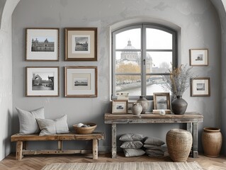 Sticker - Interior Design with Rustic Charm and City View