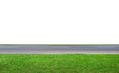 Wall Mural - Empty asphalt road going through green grass field