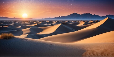 Sticker - glass mosaic desert dunes at twilight for background