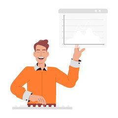 Wall Mural - a character giving business presentation, flat style illustration