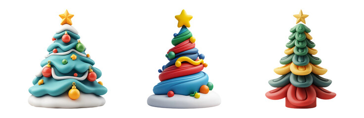 Wall Mural - Christmas Tree Set Isolated On Transparent Background