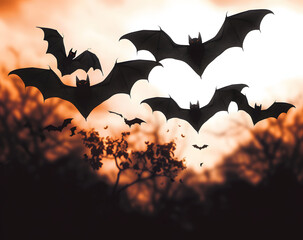 Wall Mural - halloween bat and bats