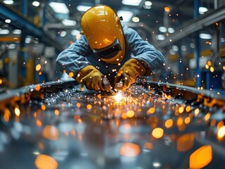 Poster - Industrial Worker Welding Sparks