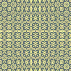 Intricate yellow and green pattern. Vintage design, Seamless yellow geometric pattern. Art deco background.