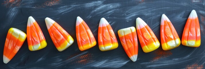 Sticker - Halloween Greeting with Candy Corn on a Vintage Chalkboard