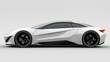 © tanayoch - Sleek white sports car with modern design. Side profile view showcasing aerodynamic curves and elegant detailing against a plain background.