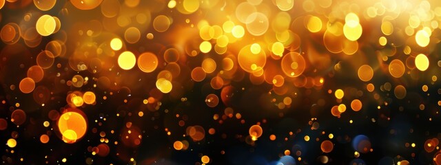 Wall Mural - yellow bokeh blur background, beautiful night view of midnight city with bokeh blur effect