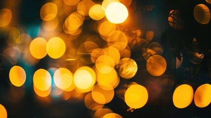 Wall Mural - yellow bokeh blur background, beautiful night view of midnight city with bokeh blur effect