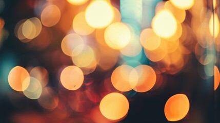 Wall Mural - yellow bokeh blur background, beautiful night view of midnight city with bokeh blur effect
