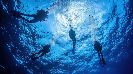 Wall Mural - Diving in the Deep Ocean Sport