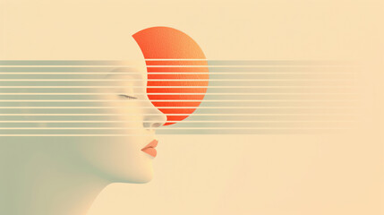 Wall Mural - minimalistic woman portrait using geometric lines balanced with minimal shapes, artistic wallpaper