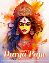 Wall Mural - Indian God shri Druga in Happy Durga Puja Subh Navratri Poster Design