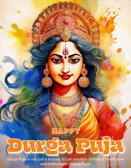 Wall Mural - Indian God shri Druga in Happy Durga Puja Subh Navratri Poster Design