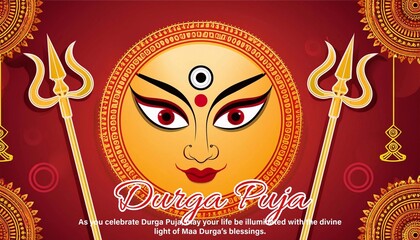 Wall Mural - Indian God shri Druga in Happy Durga Puja Subh Navratri Poster Design