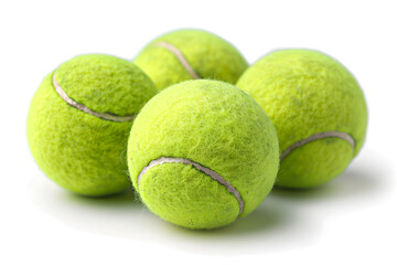 Three green tennis balls on a Dark white background high quality photo