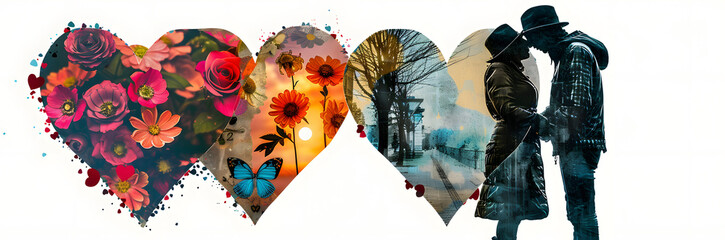 Wall Mural - Love collage png on transparent background