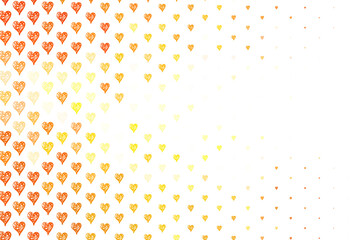 Wall Mural - light orange vector backdrop with sweet hearts.