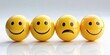 © lapeepon - Plastic smiley faces showing various emotions sad, neutral, happy, plastic, smiley faces, emotions, sad, neutral, happy