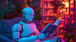 © saurav005 - An artificially intelligent robot reading a book.