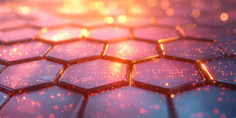 Creative blue hexagonal background with binary code. Technology, design and landing page concept