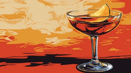 Wall Mural - Abstract Art Cocktail with Orange Slice.