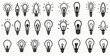 © wetzkaz - various lamp line icon set as idea symbol or light source, lamp icon collection in Flat style