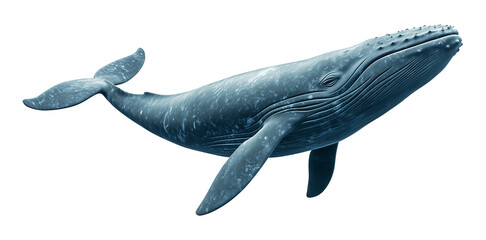 Wall Mural - Blue Whale Swimming Isolated on Transparent Background
