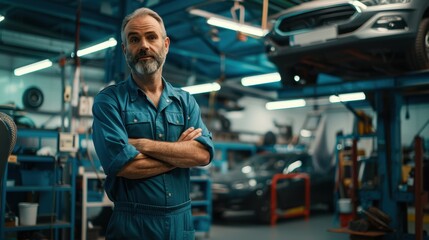 Wall Mural - The Mechanic in Garage