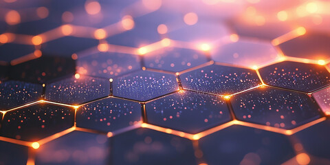 Creative blue hexagonal background with binary code. Technology, design and landing page concept