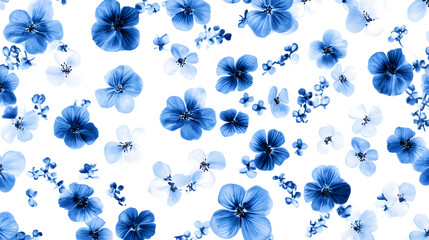 Seamless blue floral pattern with vintage design elements for fabric and wallpaper