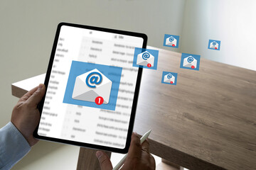Wall Mural - mail communication connection message to mailing contacts phone global letters concept