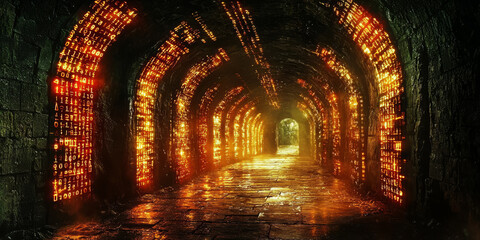 Digital binary code data streaming on a dark background
